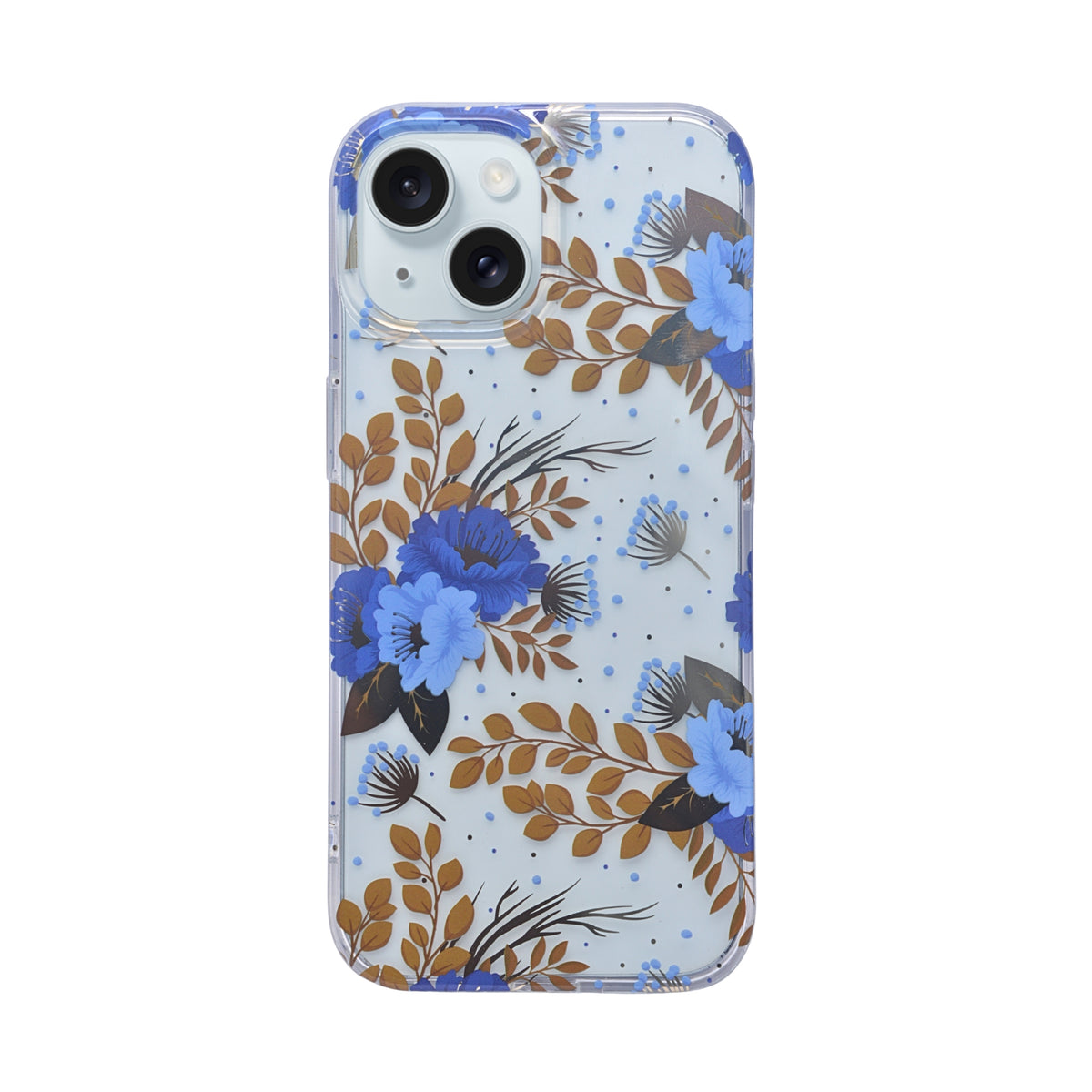 Vibrant Transparent Floral Pattern Phone Case for iPhone 15