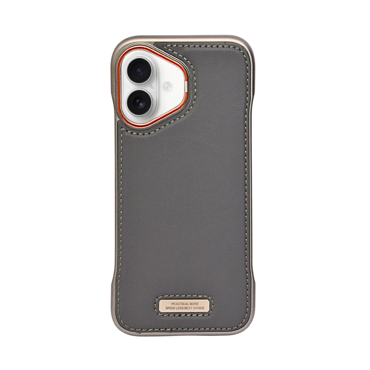 Premium Leather Finish with Metal Base Phone Case for iPhone 16 Plus
