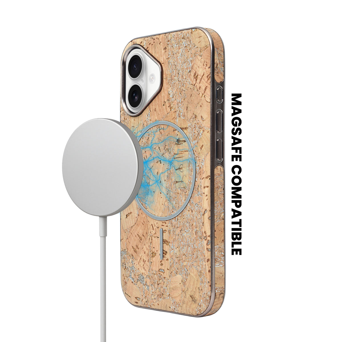 Cork Texture Printed MagSafe Compatible Phone Case for iPhone 16