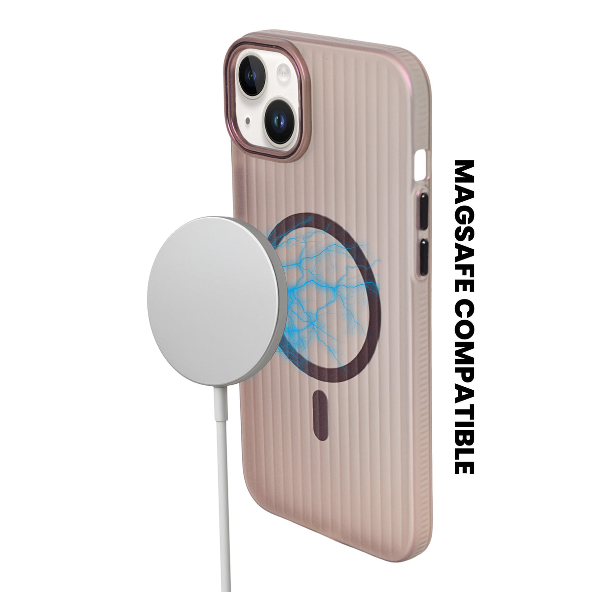Tinted Transparent Corrugated Texture MagSafe Compatible Phone Case for iPhone 14Plus/ 15Plus