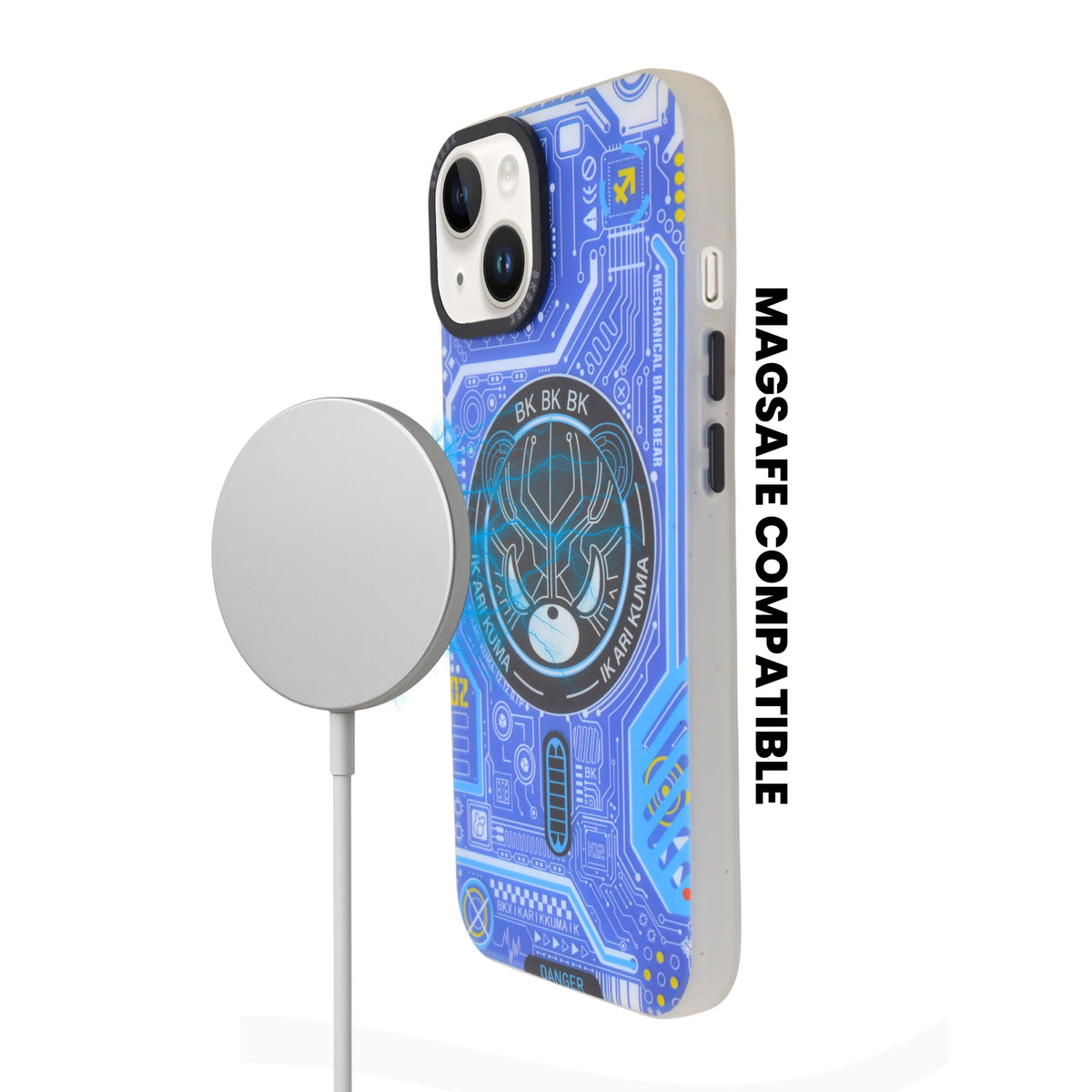 IKARIKUMA Angry Bear Cartoon Protective Phone Case For iPhone 14 Plus / 15 Plus