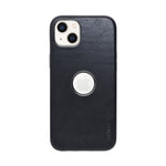 Shockproof Leather-Finish with logo Cutout Phone Case for iPhone 14 Plus/ 15 Plus