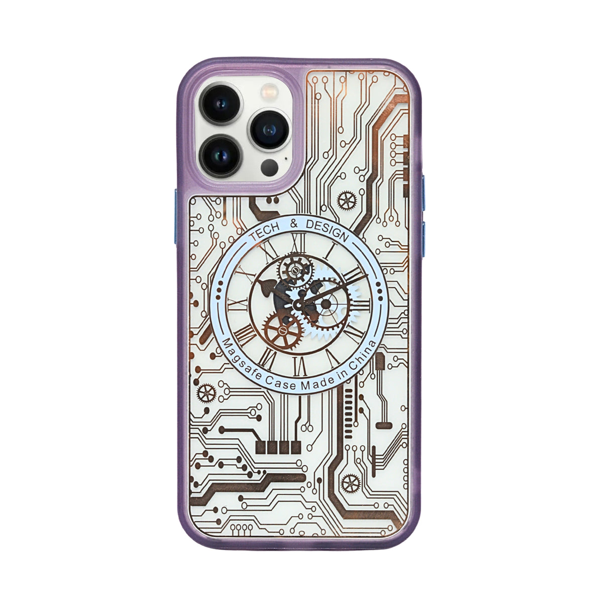 Tech Steampunk Gear Clock Design MagSafe Phone Case For iPhone 12/ 12Pro