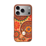 Bohemian Ethnic Print Cork Texture with Pearl Detail Phone Case for iPhone 17 Pro