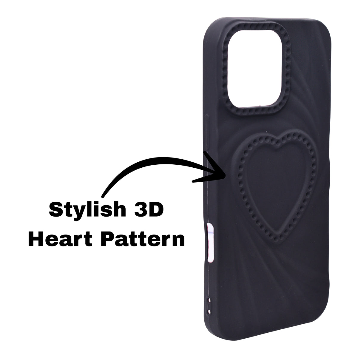 3D Heart Design Soft Silicone Protective Case for iPhone 16 Pro Max
