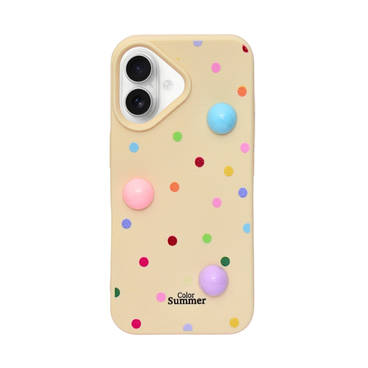 3D Colorful Polka Dot Soft Protective Phone Case for iPhone 16