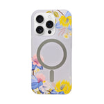 Transparent Floral MagSafe Compatible Phone Case for iPhone 16 Pro