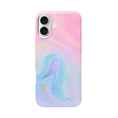 Glitter Marble Rainbow with Sparkle Finish Phone Case For iPhone 16