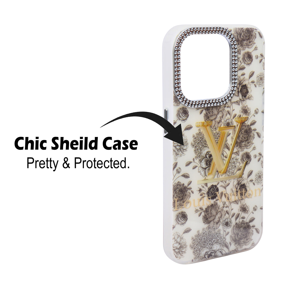 Luxury Printed With Rhinestone Camera Border Case For iPhone 14 Pro