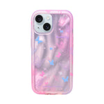 Aesthetic Glitter Butterfly with Pearl Beaded Wrist Strap Phone Case for iPhone 15