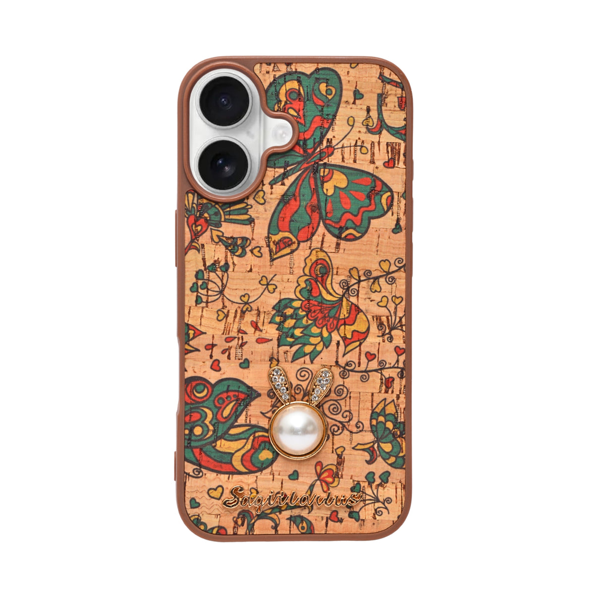 Bohemian Ethnic Print Cork Texture with Pearl Detail Phone Case for iPhone 17