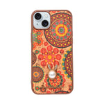 Bohemian Ethnic Print Cork Texture with Pearl Detail Phone Case for iPhone 14 Plus / 15 Plus