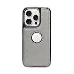 Stitched Leather Logo Visible Vintage Ultra Slim Protective Cover For iPhone 15 Pro