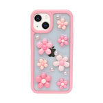 3D Pink Floral Pearl Design Protective Phone Case for iPhone 13 / 14
