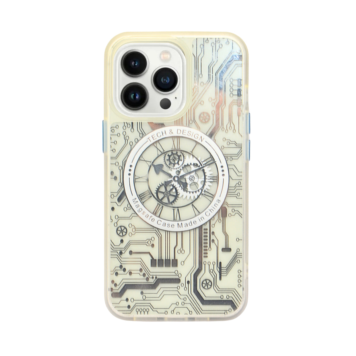 Tech Steampunk Gear Clock Design MagSafe Phone Case For iPhone 13 Pro