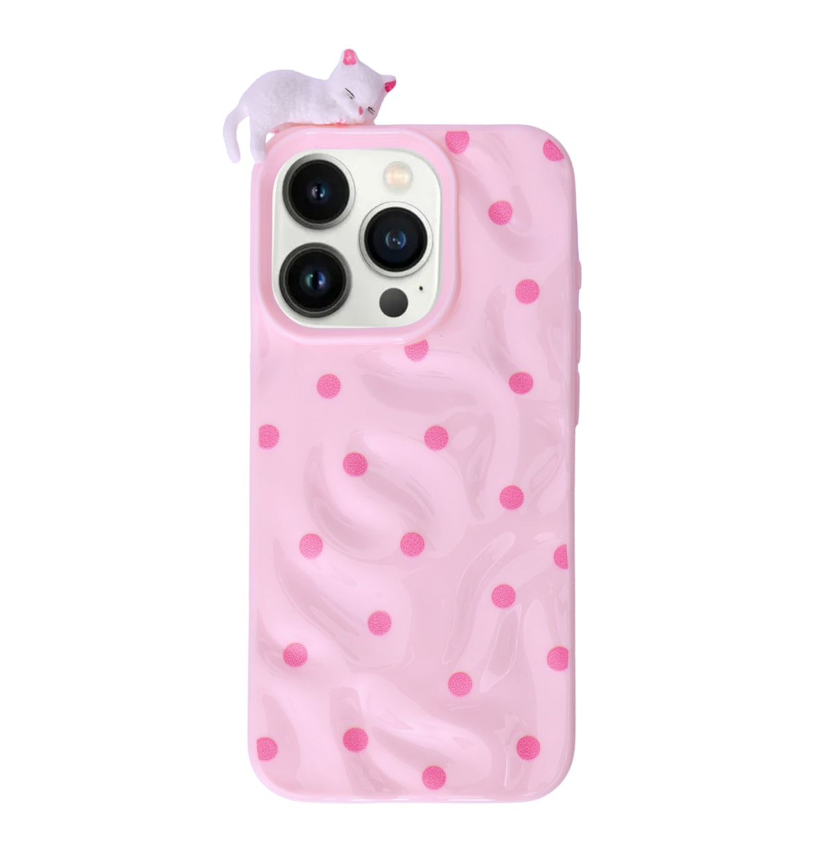 3D Cartoon Character with Polka Dots Soft Phone Case for iPhone 16 Pro Max