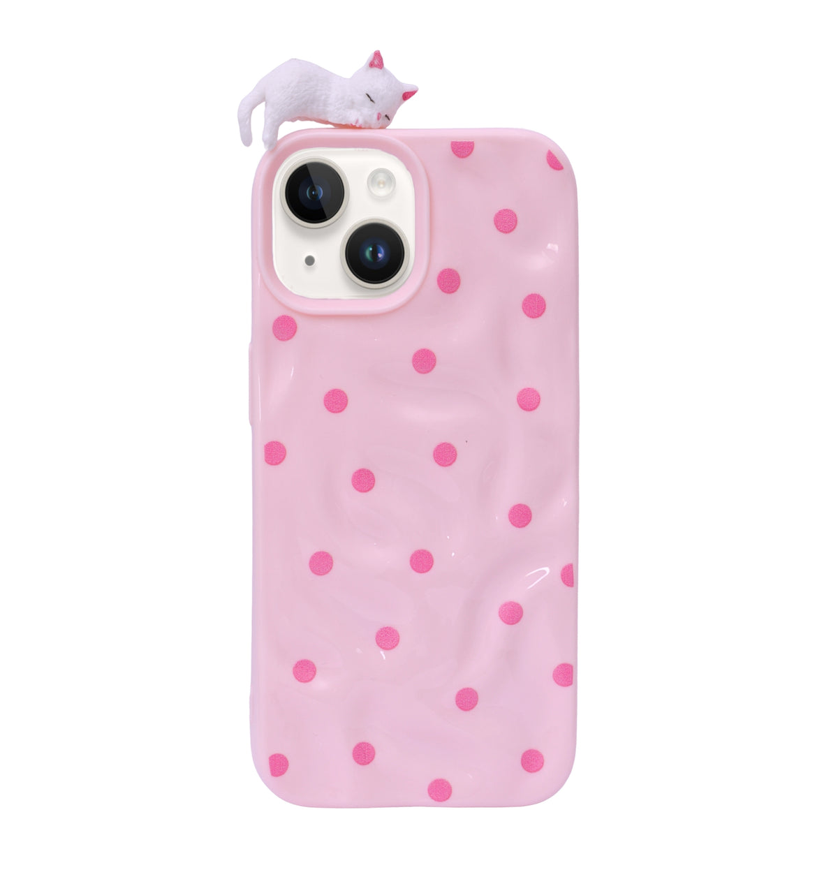 3D Cartoon Character with Polka Dots Soft Phone Case for iPhone 14 Plus/ 15 Plus