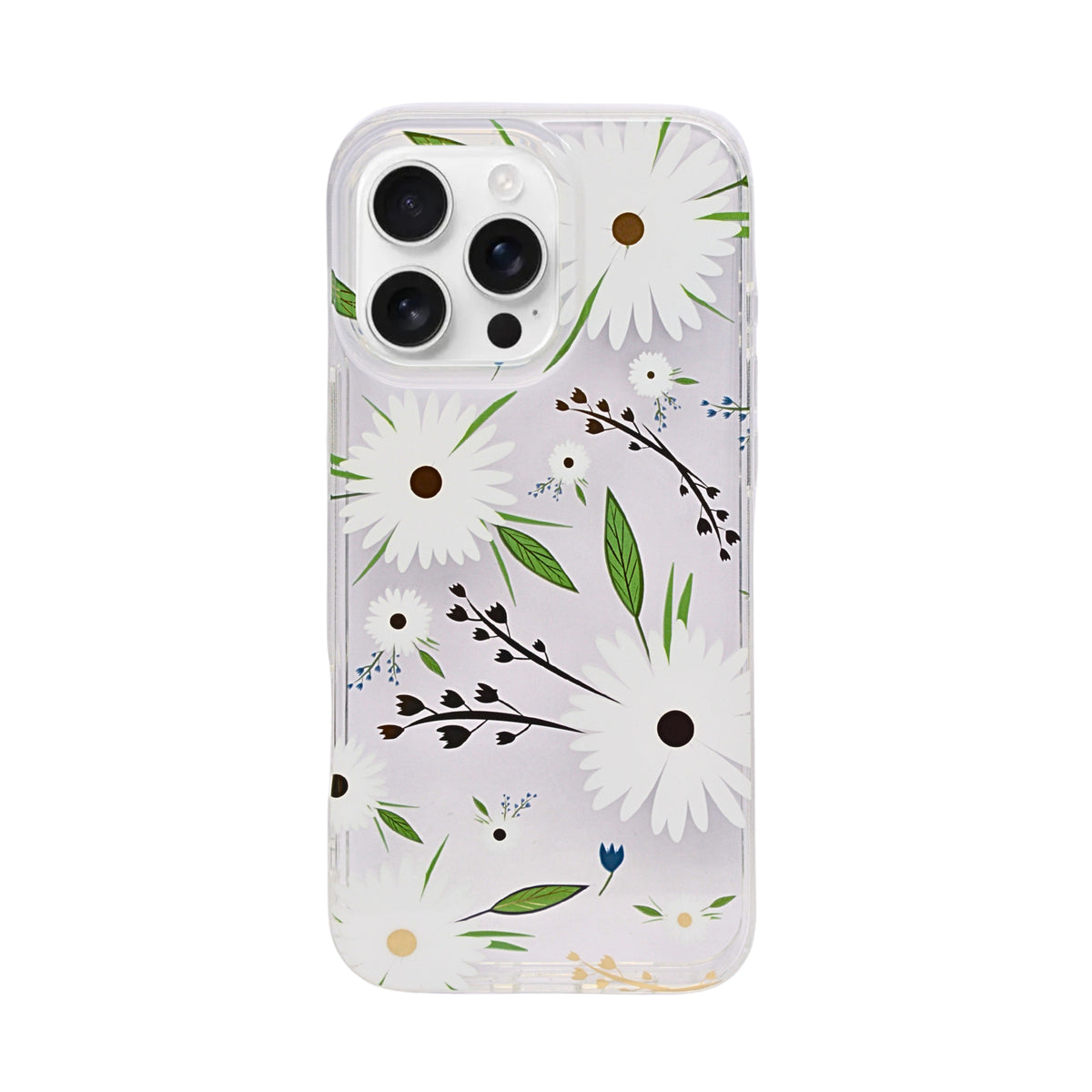 Vibrant Transparent Floral Pattern Phone Case for iPhone 16 Pro Max