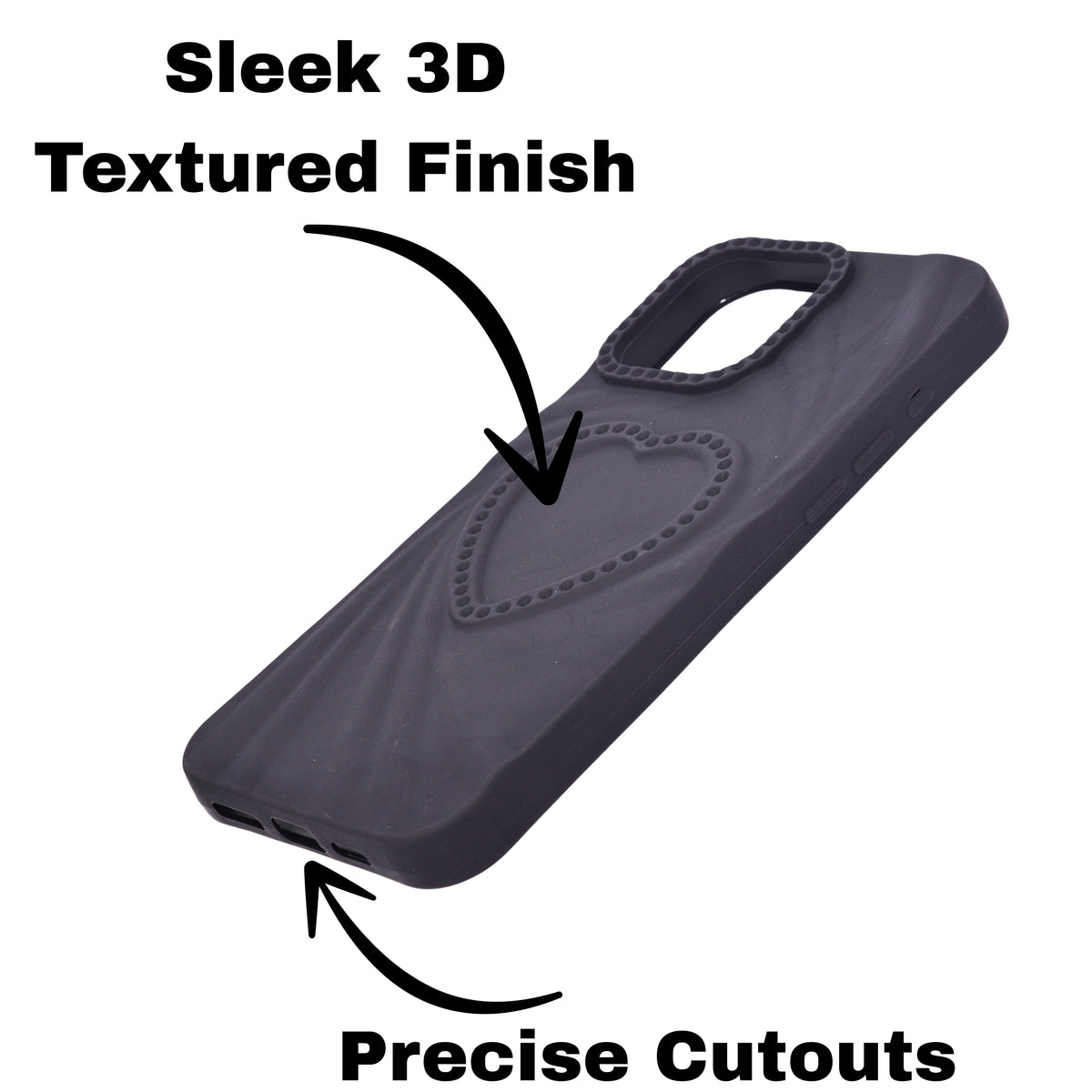 3D Heart Design Soft Silicone Protective Case for iPhone 16 Pro Max