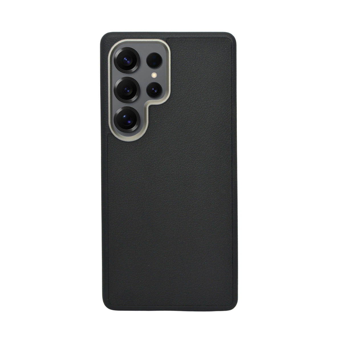 Premium Leather Texture with Metallic Camera Frame Phone Case for Samsung S25 Ultra
