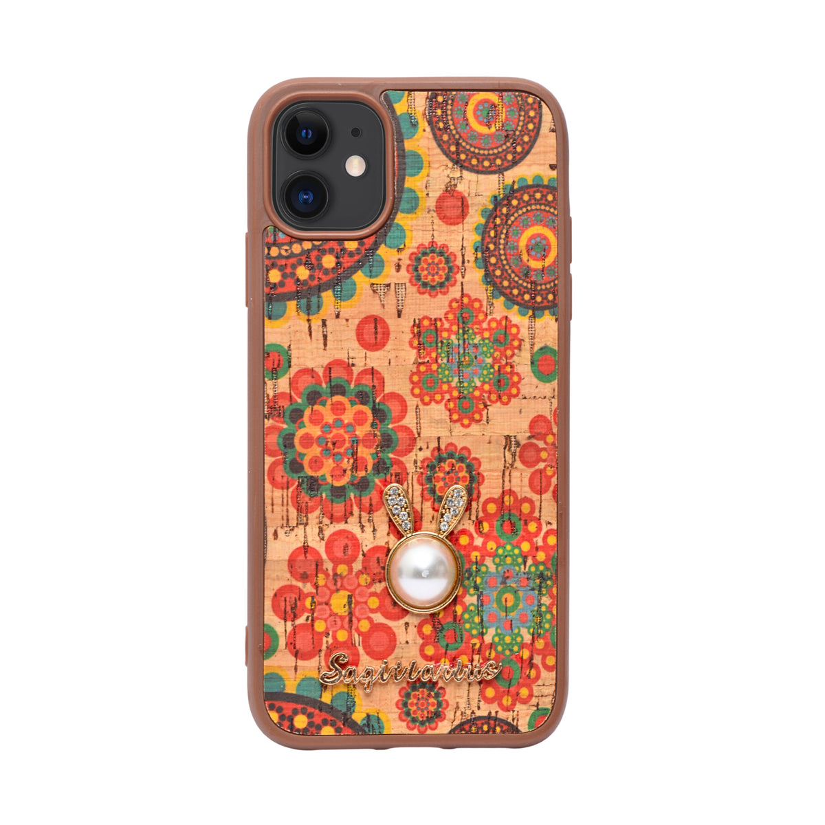 Bohemian Ethnic Print Cork Texture with Pearl Detail Phone Case for iPhone 11