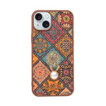 Bohemian Ethnic Print Cork Texture with Pearl Detail Phone Case for iPhone 14 Plus / 15 Plus