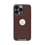 Luxury Vegan Leather with Logo Cutout Phone Case for iPhone 14 Pro Max