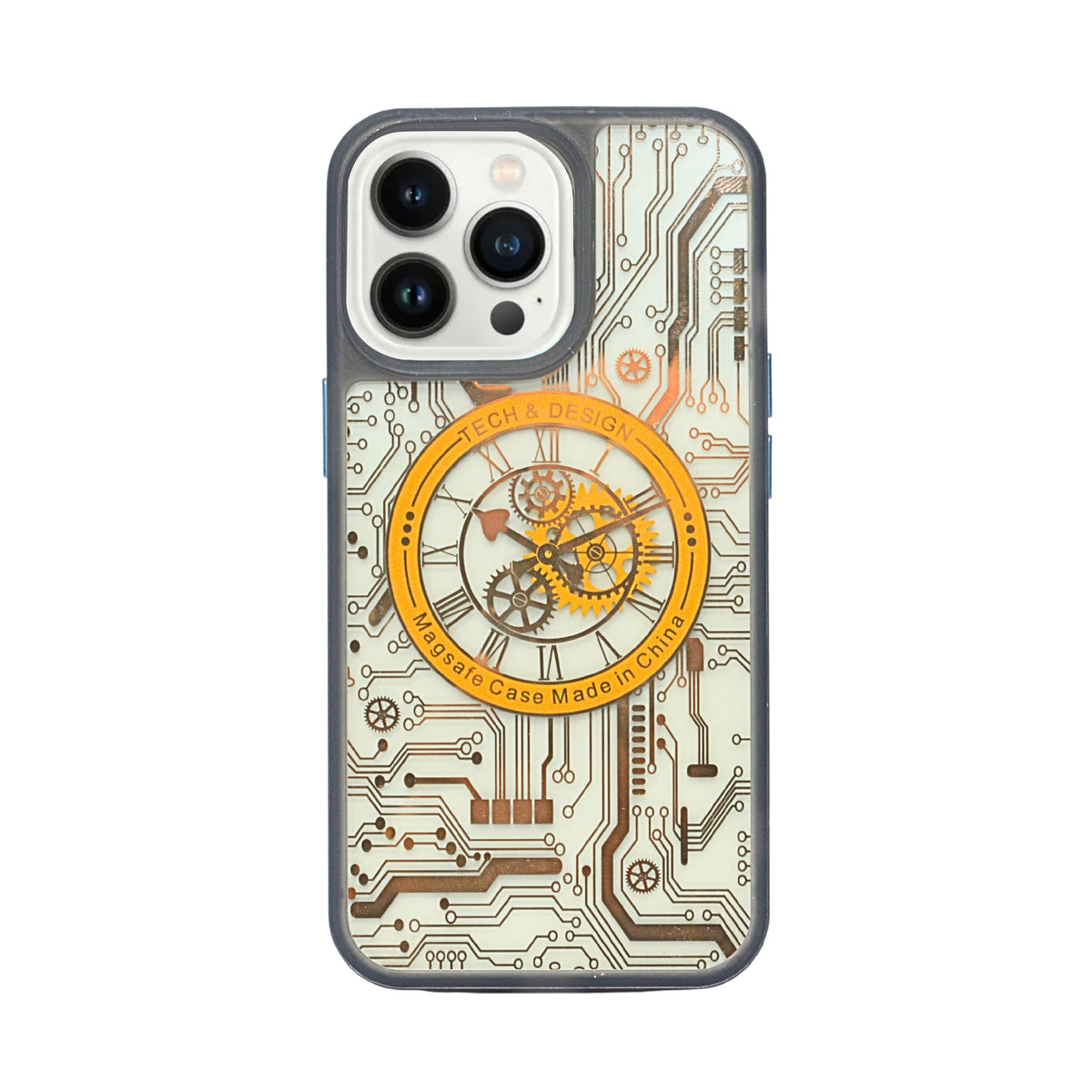 Tech Steampunk Gear Clock Design MagSafe Phone Case For iPhone 13 Pro