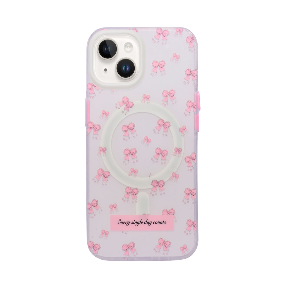 Pink Bow "Every Single Day Counts" Quote MagSafe Compatible Phone Case for iPhone 13 / 14