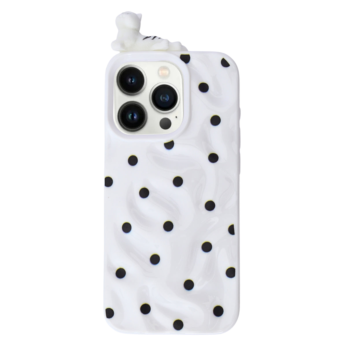 3D Cartoon Character with Polka Dots Soft Phone Case for iPhone 16 Pro Max