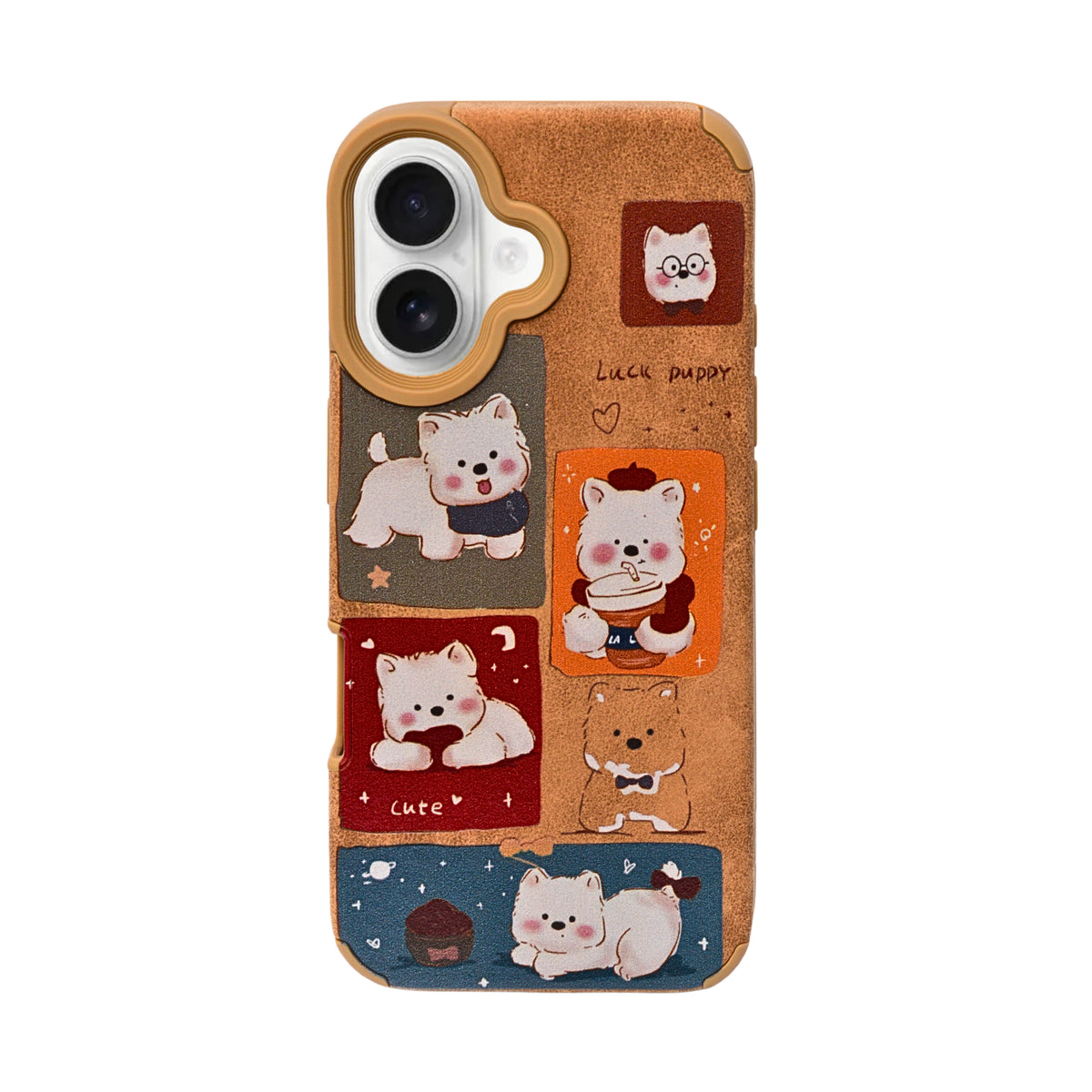 Cute Puppy Cartoon Design Protective Phone Case for iPhone 16