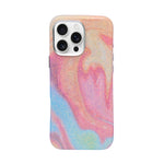 Glitter Marble Rainbow Case with Sparkle Finish Cover For iPhone 16 Pro Max