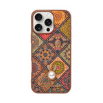 Bohemian Ethnic Print Cork Texture with Pearl Detail Phone Case for iPhone 16 Pro Max
