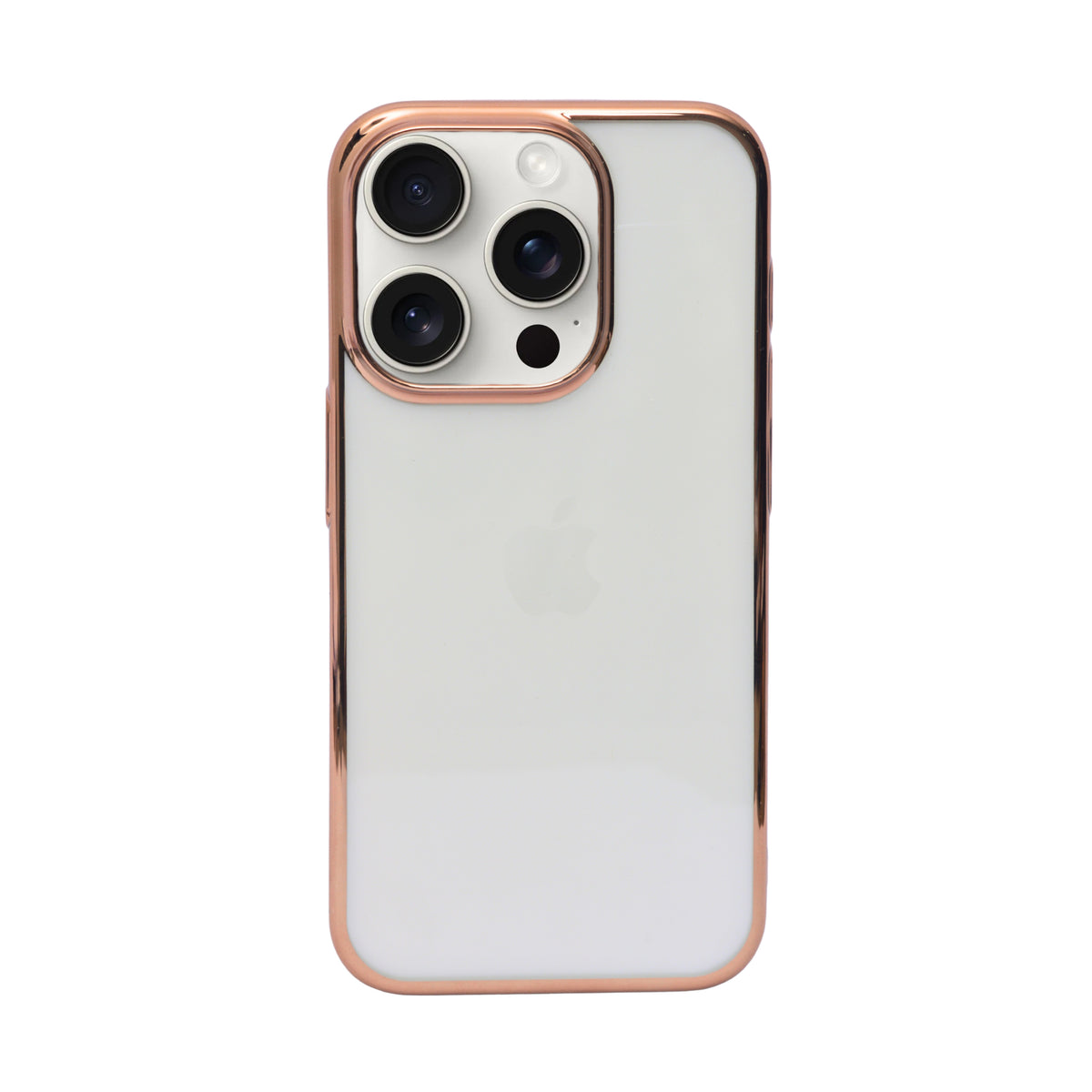 Crystal Shield Clear Phone Case with Golden Border Protection for iPhone 15 Pro