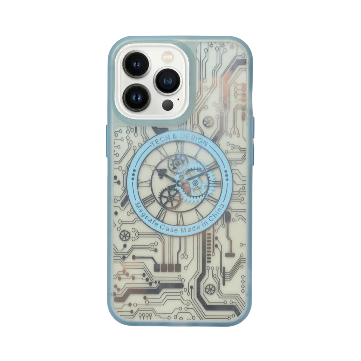 Tech Steampunk Gear Clock Design MagSafe Phone Case For iPhone 13 Pro