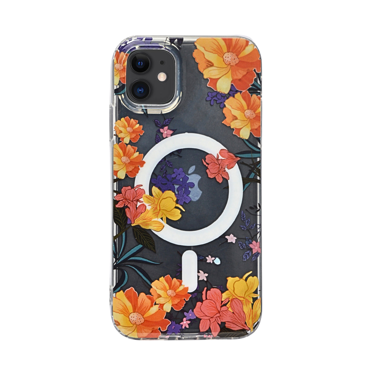 Floral Transparent MagSafe Shockproof Protection Phone Case For iPhone 11