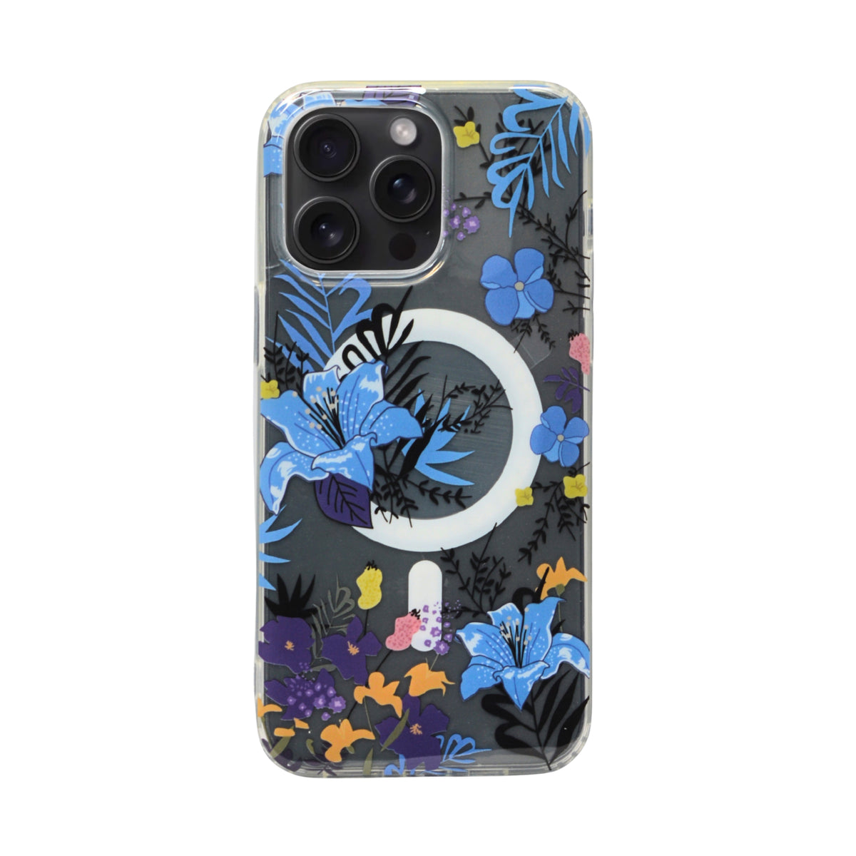 Floral Transparent MagSafe Shockproof Protection Phone Case For iPhone 15 Pro Max