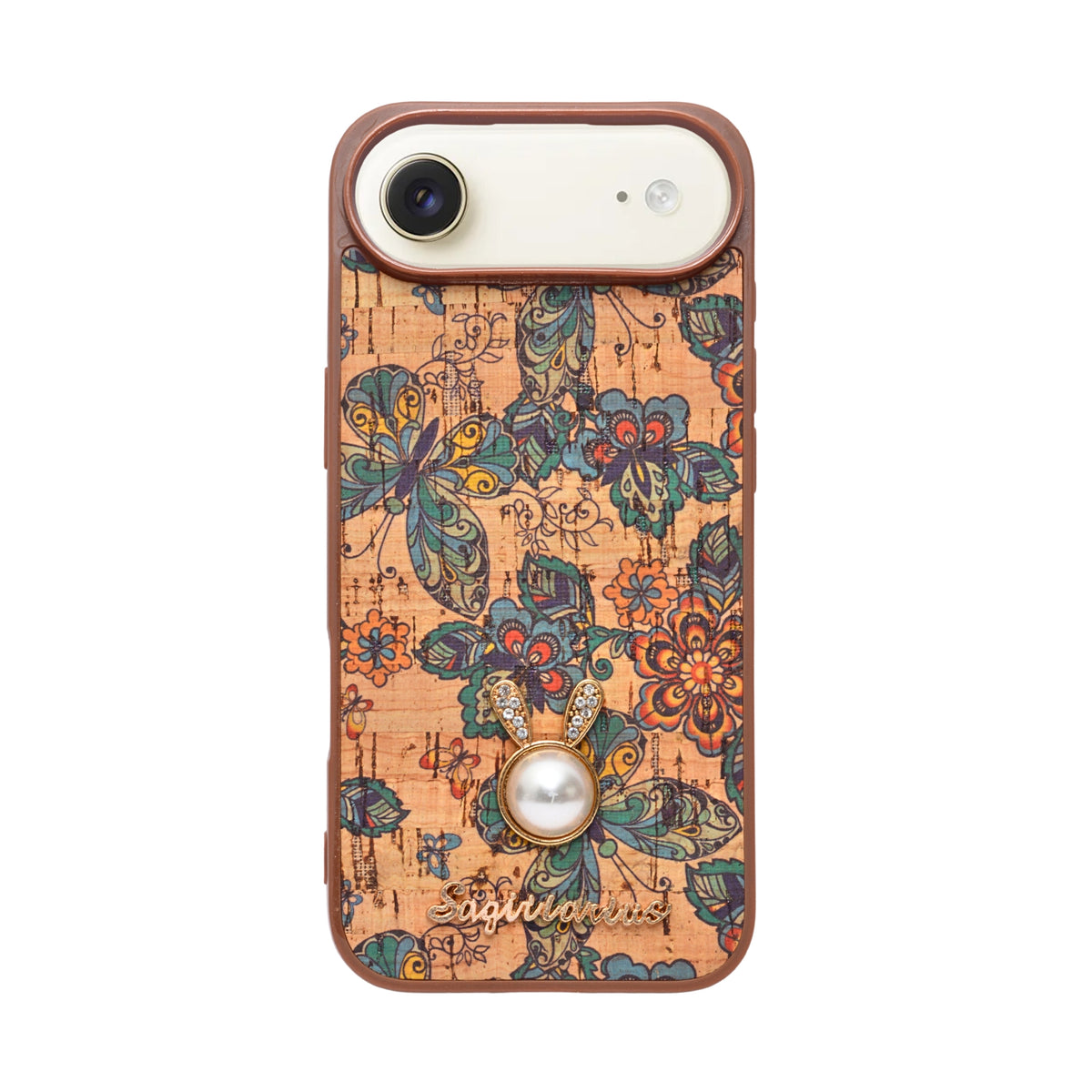 Bohemian Ethnic Print Cork Texture with Pearl Detail Phone Case for iPhone 17 Air