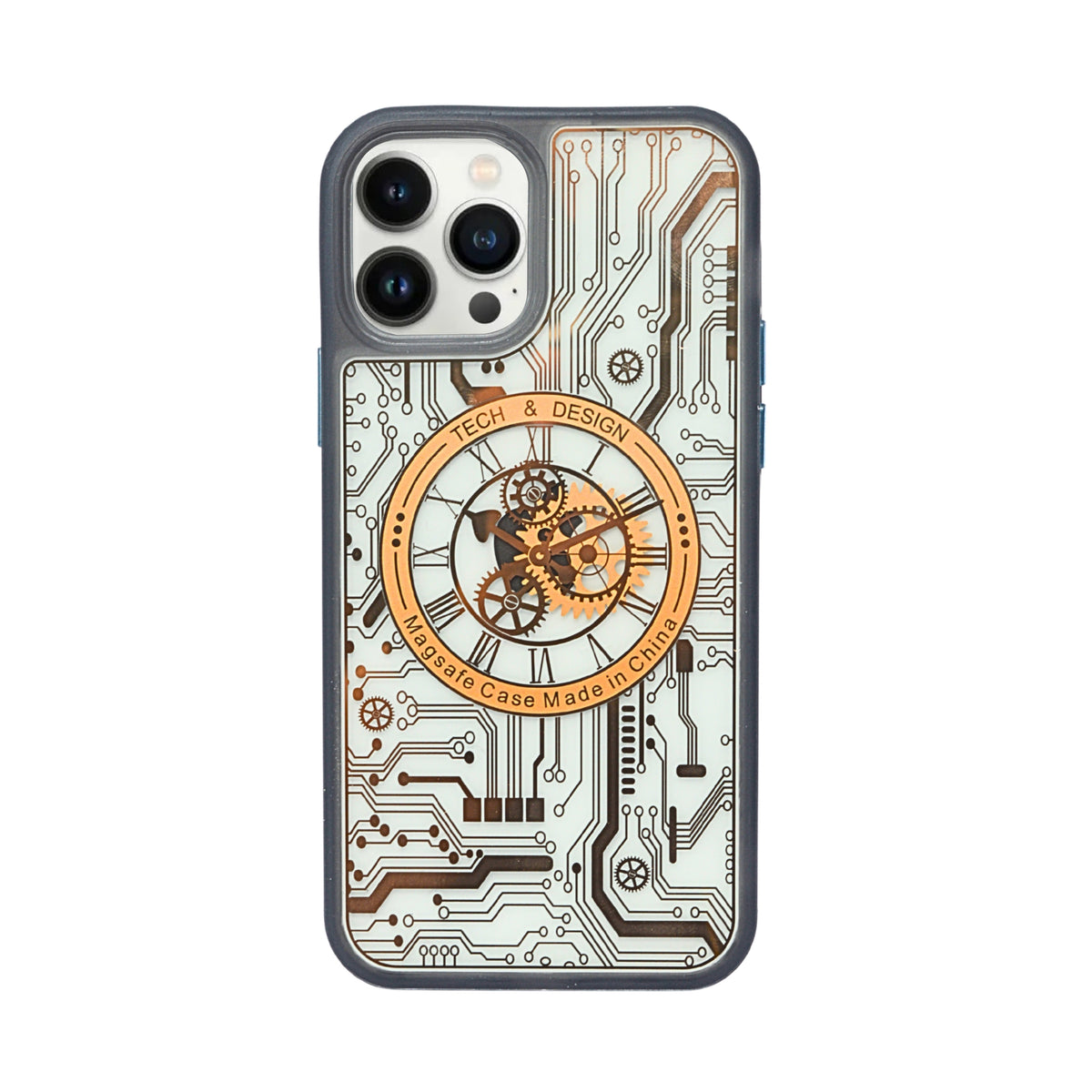 Tech Steampunk Gear Clock Design MagSafe Phone Case For iPhone 12/ 12Pro