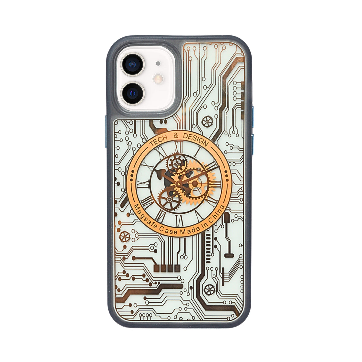 Tech Steampunk Gear Clock Design MagSafe Phone Case For iPhone 12/ 12Pro