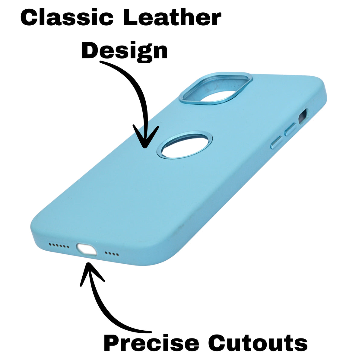 Deecase Premium Leather Finish with Metallic Logo Ring Cutout Phone Case for iPhone 14Plus/15Plus