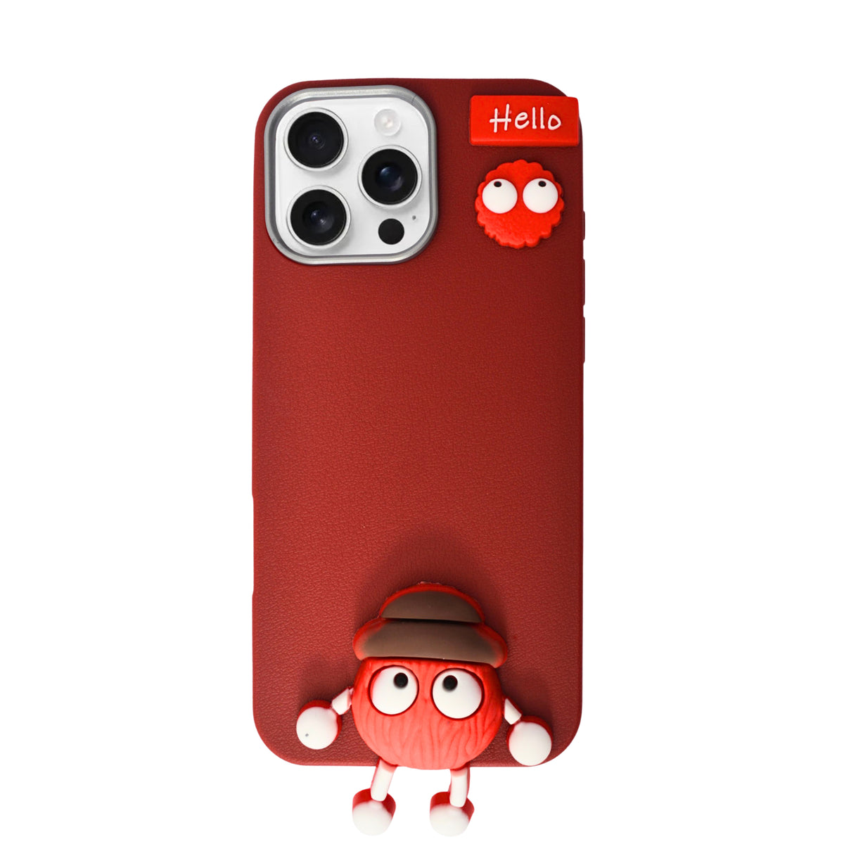Hello Teddy Cap 3D Cartoon Phone Case For iPhone 16 Pro Max