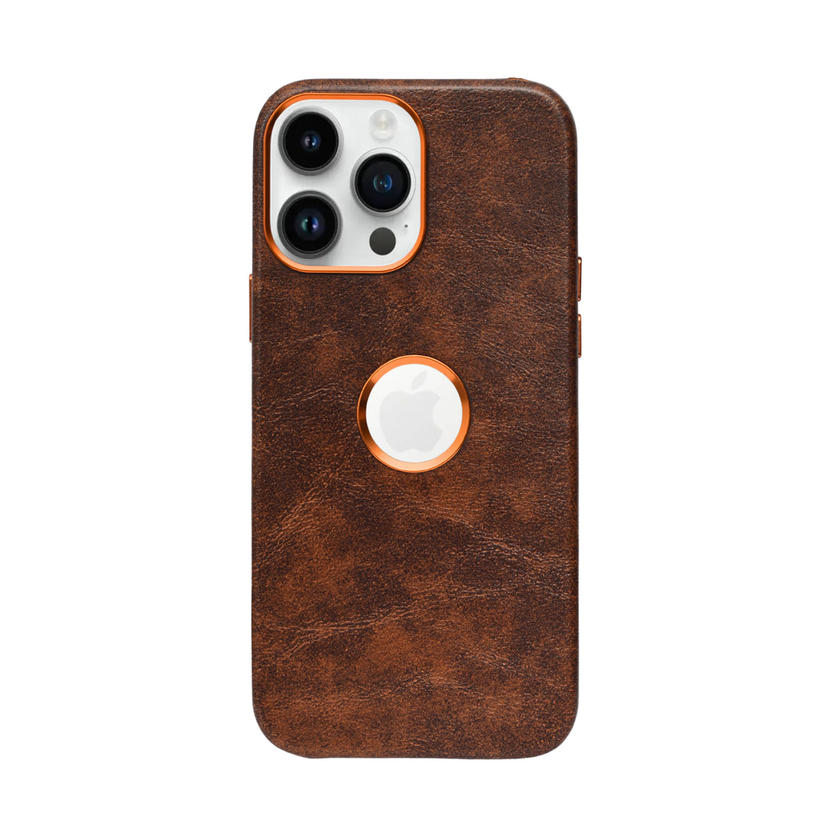 Deecase Premium Leather Finish with Metallic Logo Ring Cutout Phone Case for iPhone 14 Pro