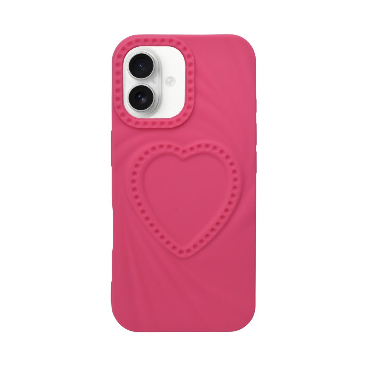 3D Heart Design Soft Silicone Protective Case for iPhone 16 Plus