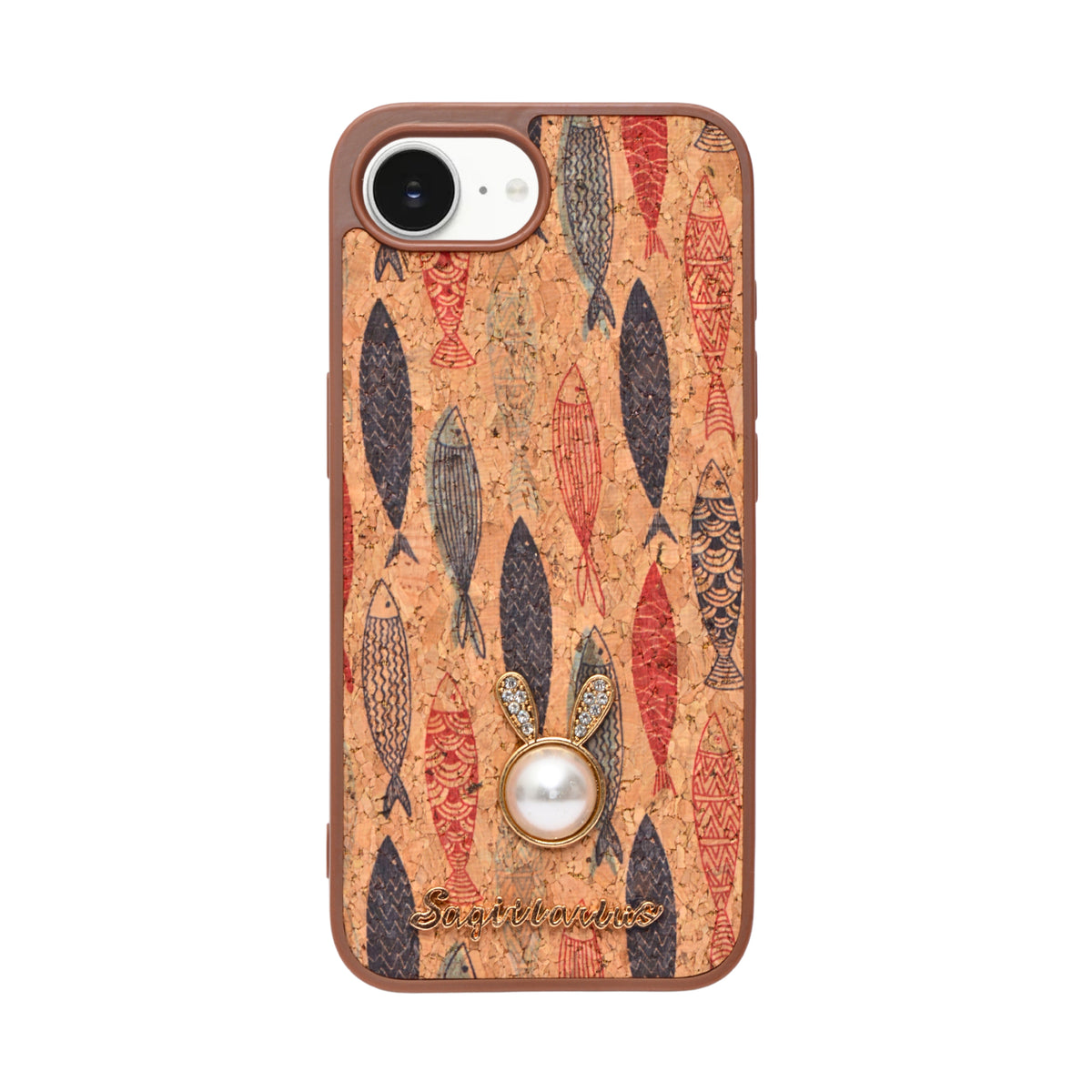Bohemian Ethnic Print Cork Texture with Pearl Detail Phone Case for iPhone 16e