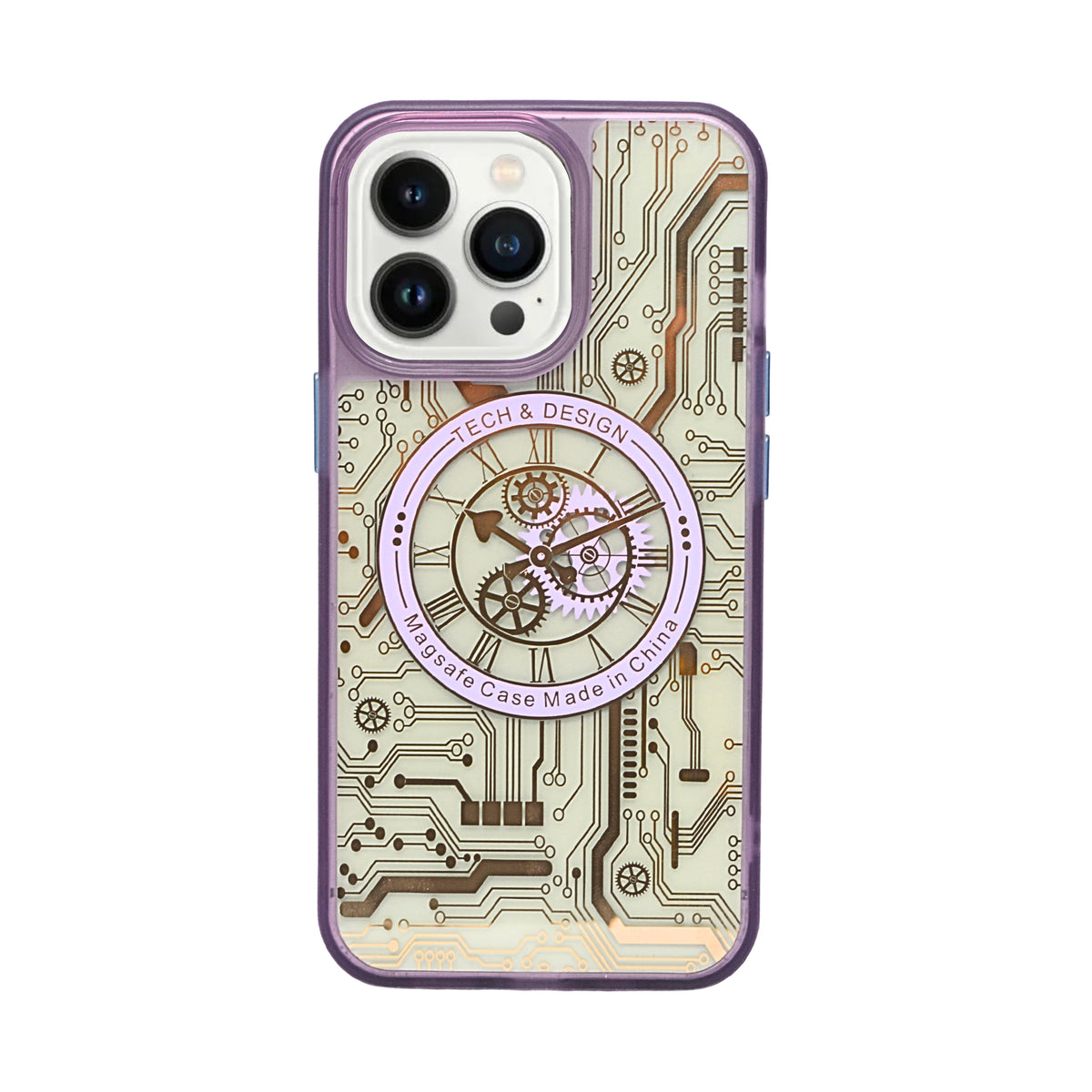 Tech Steampunk Gear Clock Design MagSafe Phone Case For iPhone 13 Pro