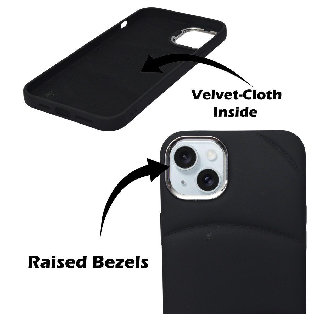 Matte Black Wave Pattern Soft Touch Cover For iPhone 14 Plus / 15 Plus
