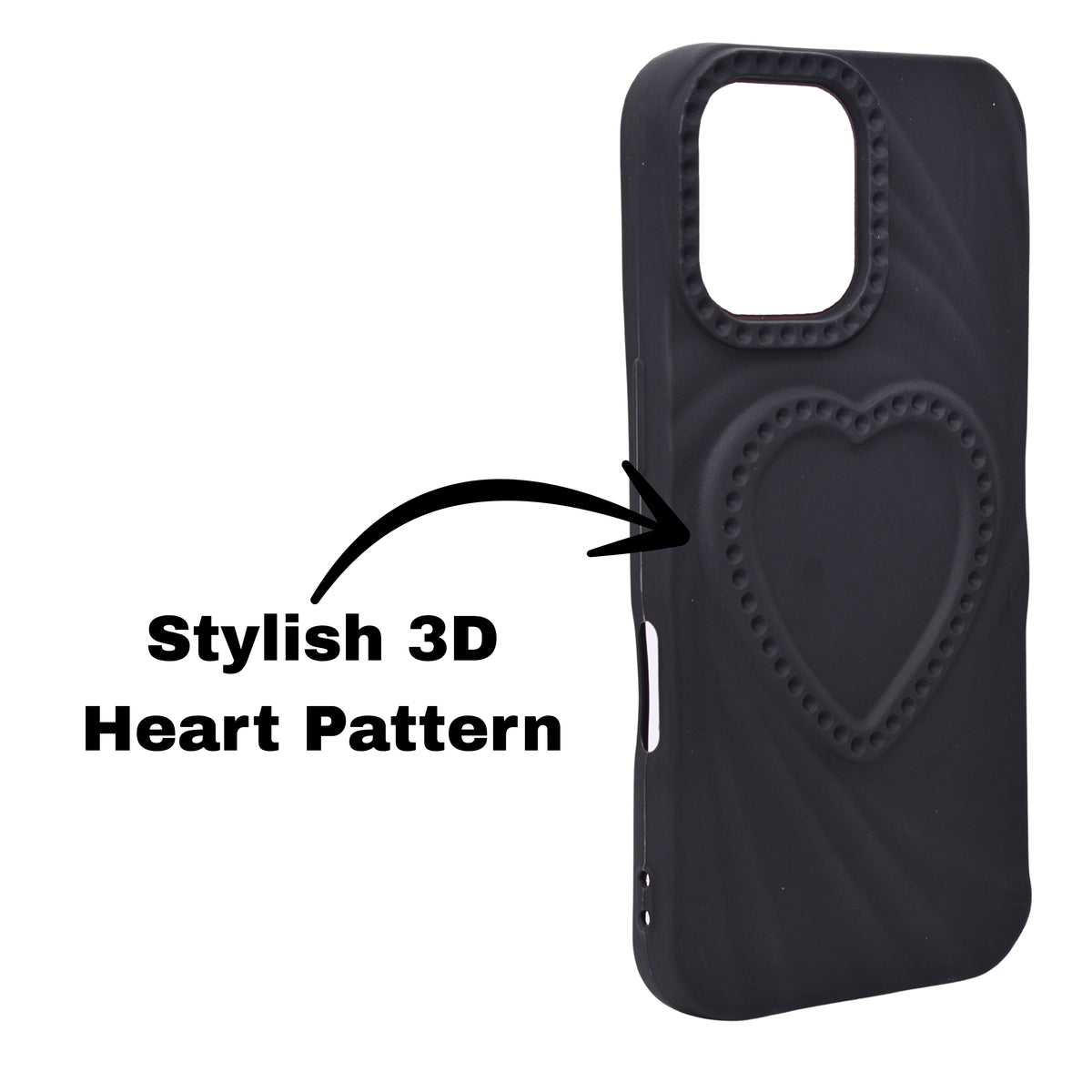 3D Heart Design Soft Silicone Protective Case for iPhone 16 Plus