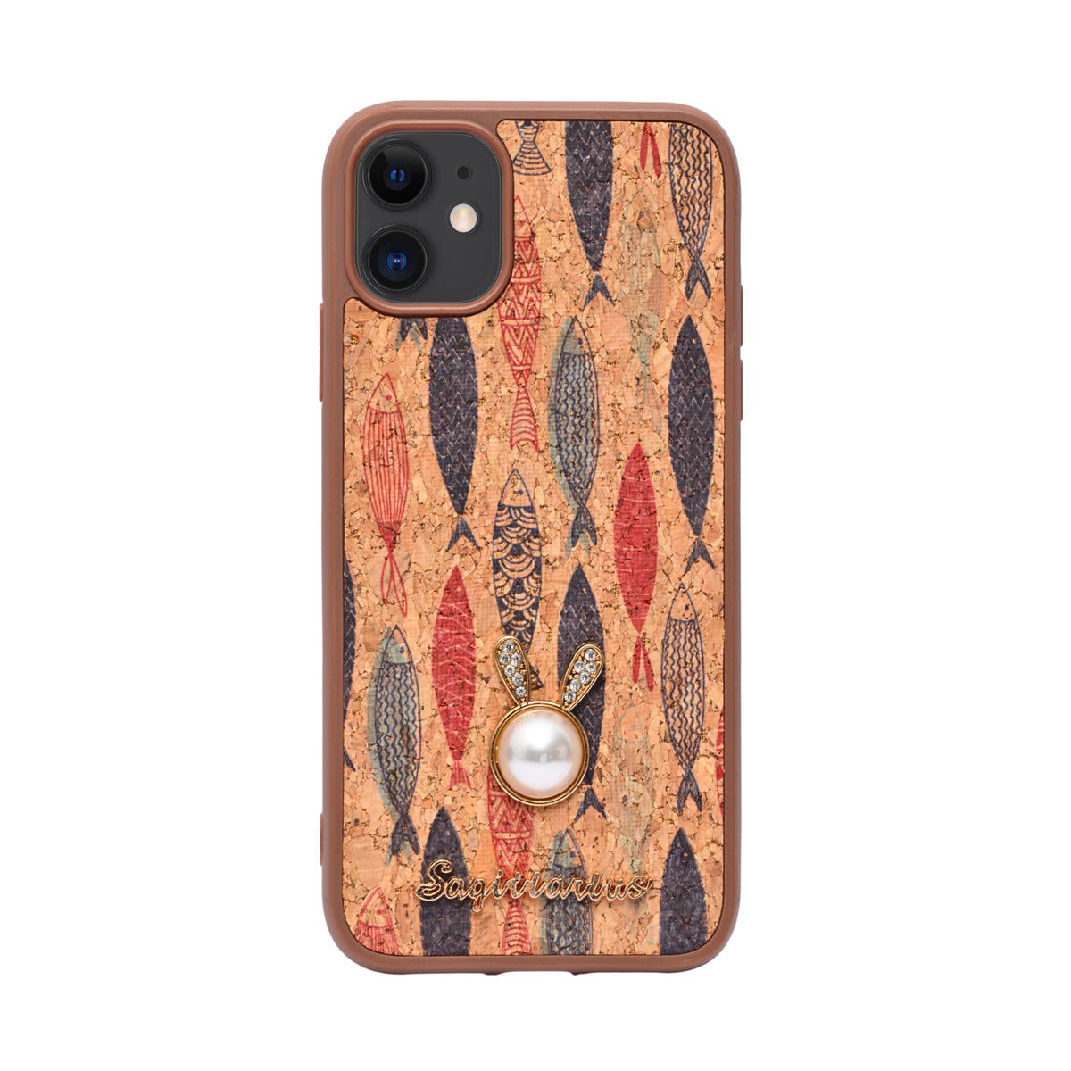Bohemian Ethnic Print Cork Texture with Pearl Detail Phone Case for iPhone 11