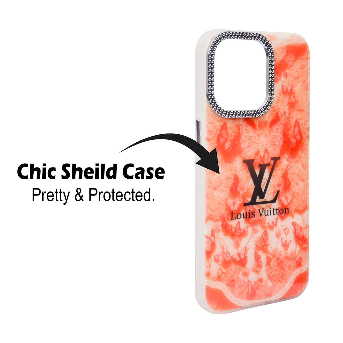 Luxury Printed With Rhinestone Camera Border Case For iPhone 15 Pro Max
